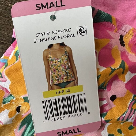 Anne Cole Pink Orange Floral Tankini Top Size Small NWT Spaghetti Strap - Picture 9 of 10